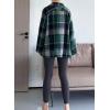 imageMinibee Womens Flannel Plaid Shacket Long Sleeve Jacket Button Down Shirts Coats with PocketsGreen