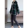 imageMinibee Womens Flannel Plaid Shacket Long Sleeve Jacket Button Down Shirts Coats with PocketsGreen