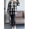 imageMinibee Womens Flannel Plaid Shacket Long Sleeve Jacket Button Down Shirts Coats with PocketsWhite