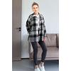 imageMinibee Womens Flannel Plaid Shacket Long Sleeve Jacket Button Down Shirts Coats with PocketsWhite