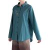 imageMinibee Womens Button Down Shirts Cotton Linen Long Sleeve Collared Casual Blouses Embroidered Tunic TopsBlue