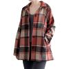 imageMinibee Womens Flannel Plaid Shacket Long Sleeve Jacket Button Down Shirts Coats with PocketsBrown
