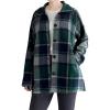 imageMinibee Womens Flannel Plaid Shacket Long Sleeve Jacket Button Down Shirts Coats with PocketsGreen