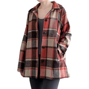 imageMinibee Womens Flannel Plaid Shacket Long Sleeve Jacket Button Down Shirts Coats with PocketsBrown