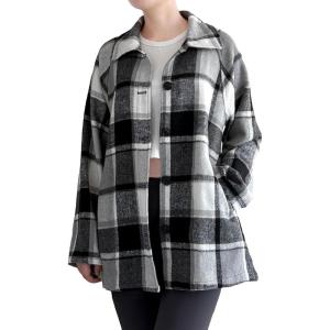 imageMinibee Womens Flannel Plaid Shacket Long Sleeve Jacket Button Down Shirts Coats with PocketsWhite