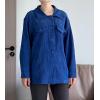 imageMinibee Womens Corduroy Jacket Long Sleeve Shacket Button Down Shirts Casual Coats Tops with Side PocketsBlue