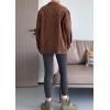 imageMinibee Womens Corduroy Jacket Long Sleeve Shacket Button Down Shirts Casual Coats Tops with Side PocketsBrown