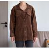 imageMinibee Womens Corduroy Jacket Long Sleeve Shacket Button Down Shirts Casual Coats Tops with Side PocketsBrown
