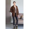 imageMinibee Womens Corduroy Jacket Long Sleeve Shacket Button Down Shirts Casual Coats Tops with Side PocketsBrown