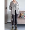 imageMinibee Womens Corduroy Jacket Long Sleeve Shacket Button Down Shirts Casual Coats Tops with Side PocketsGray