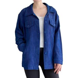 imageMinibee Womens Corduroy Jacket Long Sleeve Shacket Button Down Shirts Casual Coats Tops with Side PocketsBlue