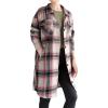 imageMinibee Womens Flannel Shirt Jacket Plaid Long Sleeve Shacket Button Down Blouses Tops with PocketsPink