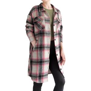 imageMinibee Womens Flannel Shirt Jacket Plaid Long Sleeve Shacket Button Down Blouses Tops with PocketsPink