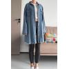imageMinibee Womens Denim Jacket Button Down Shirts Long Sleeve Jean Jacket Cotton Blouses Fall OutfitsLight Blue