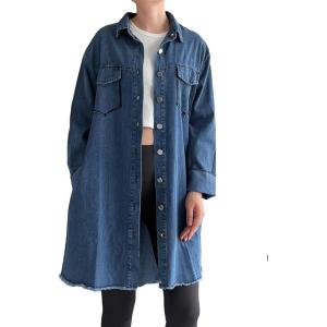 imageMinibee Womens Denim Jacket Button Down Shirts Long Sleeve Jean Jacket Cotton Blouses Fall OutfitsDark Blue