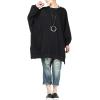 imageMinibee Womens Oversized Sweatshirt Crewneck Long Sleeve Tunic Shirts Plus Size Pullover Tops Fall OutfitsBlack