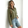 image:imageMinibee Womens Cotton Linen Button Down Shirts Long Sleeve Embroidered Blouses Casual Loose Fit Tunic TopsArmy Green