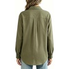 image:imageMinibee Womens Cotton Linen Button Down Shirts Long Sleeve Embroidered Blouses Casual Loose Fit Tunic TopsArmy Green
