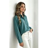 image:imageMinibee Womens Cotton Linen Button Down Shirts Long Sleeve Embroidered Blouses Casual Loose Fit Tunic TopsBlue