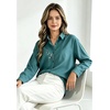image:imageMinibee Womens Cotton Linen Button Down Shirts Long Sleeve Embroidered Blouses Casual Loose Fit Tunic TopsBlue