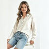image:imageMinibee Womens Cotton Linen Button Down Shirts Long Sleeve Embroidered Blouses Casual Loose Fit Tunic TopsCream