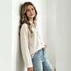 image:imageMinibee Womens Cotton Linen Button Down Shirts Long Sleeve Embroidered Blouses Casual Loose Fit Tunic TopsCream
