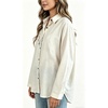 image:imageMinibee Womens Cotton Linen Button Down Shirts Long Sleeve Embroidered Blouses Casual Loose Fit Tunic TopsCream