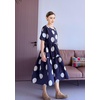 image:imageMinibee Womens Cotton Linen Dress Summer Polka Dot Short Sleeve Casual Loose ALine Boho Midi Dresses with PocketsBlue