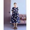 image:imageMinibee Womens Cotton Linen Dress Summer Polka Dot Short Sleeve Casual Loose ALine Boho Midi Dresses with PocketsBlue