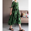 image:imageMinibee Womens Cotton Linen Dress Summer Polka Dot Short Sleeve Casual Loose ALine Boho Midi Dresses with PocketsGreen