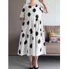 image:imageMinibee Womens Cotton Linen Dress Summer Polka Dot Short Sleeve Casual Loose ALine Boho Midi Dresses with PocketsWhite