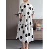 image:imageMinibee Womens Cotton Linen Dress Summer Polka Dot Short Sleeve Casual Loose ALine Boho Midi Dresses with PocketsWhite