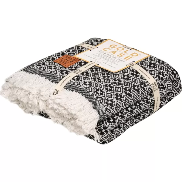 Gold CASE Retro Throw amp Blanket 50x60 inches 130x150cm Super Soft 100 Recycled Cotton  PREWashed Decorative and MultiPurpose Boho Blankets for Couch Farmhouse Bed Chair and Sofa Brown50x60 Retro Black