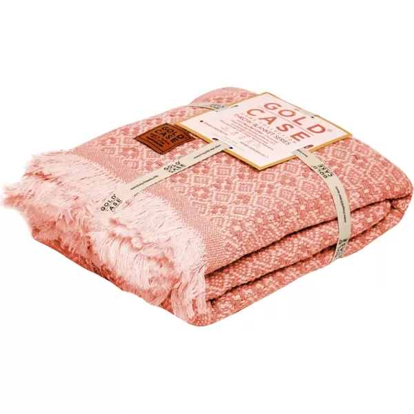 Gold CASE Retro Throw amp Blanket 50x60 inches 130x150cm Super Soft 100 Recycled Cotton  PREWashed Decorative and MultiPurpose Boho Blankets for Couch Farmhouse Bed Chair and Sofa Brown50x60 Retro Orange