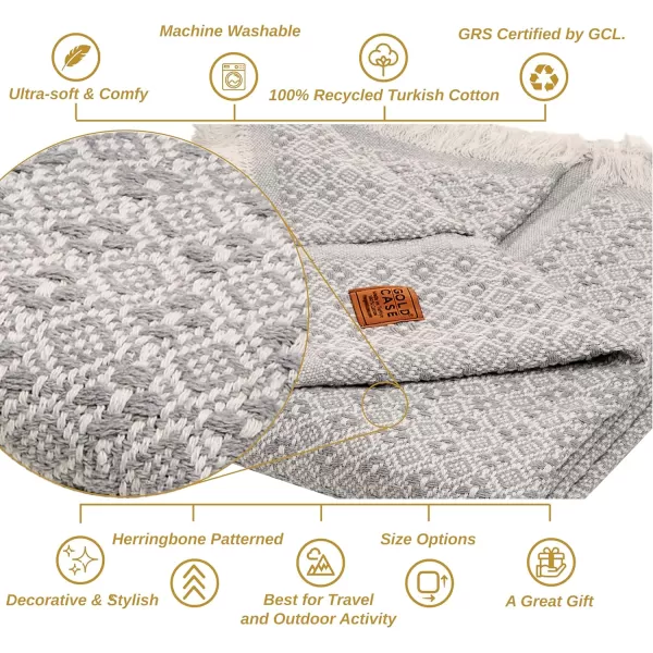 Gold CASE Retro Throw amp Blanket 50x60 inches 130x150cm Super Soft 100 Recycled Cotton  PREWashed Decorative and MultiPurpose Boho Blankets for Couch Farmhouse Bed Chair and Sofa Brown50x60 Retro Grey
