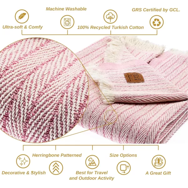Gold CASE Retro Throw amp Blanket 50x60 inches 130x150cm Super Soft 100 Recycled Cotton  PREWashed Decorative and MultiPurpose Boho Blankets for Couch Farmhouse Bed Chair and Sofa Brown50x60 Set of 2 Vintage Pink