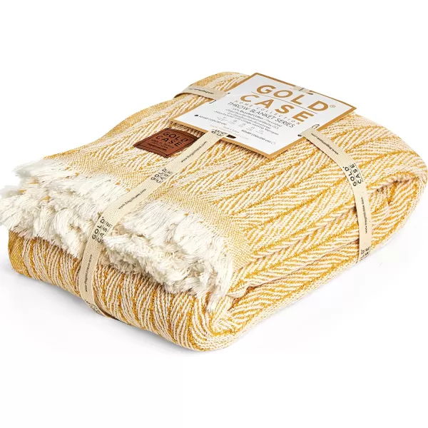 Gold CASE Retro Throw amp Blanket 50x60 inches 130x150cm Super Soft 100 Recycled Cotton  PREWashed Decorative and MultiPurpose Boho Blankets for Couch Farmhouse Bed Chair and Sofa Brown50x60 Vintage Mustard