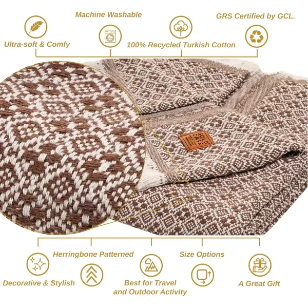 Gold CASE Retro Throw amp Blanket 50x60 inches 130x150cm Super Soft 100 Recycled Cotton  PREWashed Decorative and MultiPurpose Boho Blankets for Couch Farmhouse Bed Chair and Sofa Brown50x60 Retro Brown