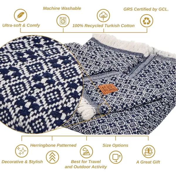 Gold CASE Retro Throw amp Blanket 50x60 inches 130x150cm Super Soft 100 Recycled Cotton  PREWashed Decorative and MultiPurpose Boho Blankets for Couch Farmhouse Bed Chair and Sofa Brown50x60 Retro Navyblue