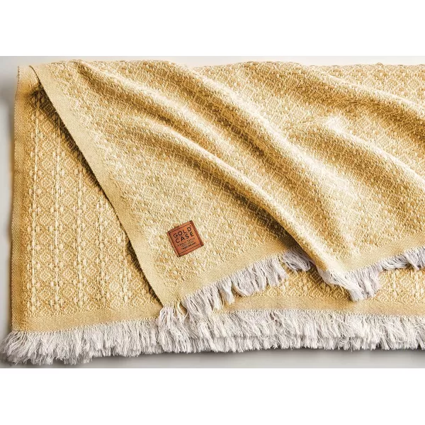 Gold CASE Retro Throw amp Blanket 50x60 inches 130x150cm Super Soft 100 Recycled Cotton  PREWashed Decorative and MultiPurpose Boho Blankets for Couch Farmhouse Bed Chair and Sofa Brown50x60 Retro Mustard