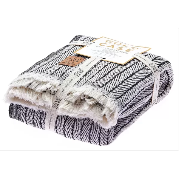 Gold CASE Retro Throw amp Blanket 50x60 inches 130x150cm Super Soft 100 Recycled Cotton  PREWashed Decorative and MultiPurpose Boho Blankets for Couch Farmhouse Bed Chair and Sofa Brown50x60 Vintage Black