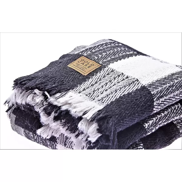 Gold CASE Retro Throw amp Blanket 50x60 inches 130x150cm Super Soft 100 Recycled Cotton  PREWashed Decorative and MultiPurpose Boho Blankets for Couch Farmhouse Bed Chair and Sofa Brown50x60 Set of 2 Buffalo Black