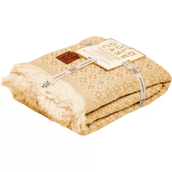 Gold CASE Retro Throw amp Blanket 50x60 inches 130x150cm Super Soft 100 Recycled Cotton  PREWashed Decorative and MultiPurpose Boho Blankets for Couch Farmhouse Bed Chair and Sofa Brown50x60 Retro Mustard