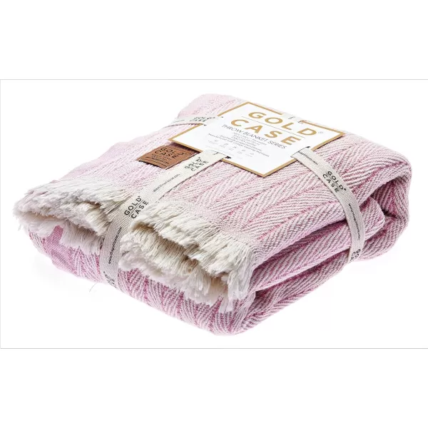 Gold CASE Retro Throw amp Blanket 50x60 inches 130x150cm Super Soft 100 Recycled Cotton  PREWashed Decorative and MultiPurpose Boho Blankets for Couch Farmhouse Bed Chair and Sofa Brown60x80 Vintage Pink