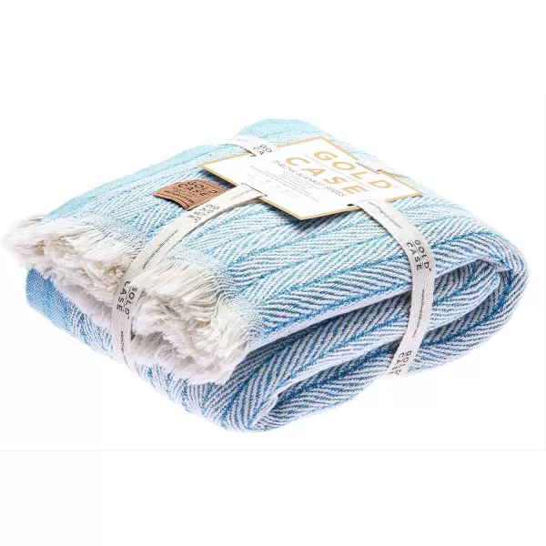 Gold CASE Retro Throw amp Blanket 50x60 inches 130x150cm Super Soft 100 Recycled Cotton  PREWashed Decorative and MultiPurpose Boho Blankets for Couch Farmhouse Bed Chair and Sofa Brown60x80 Vintage Turquoise