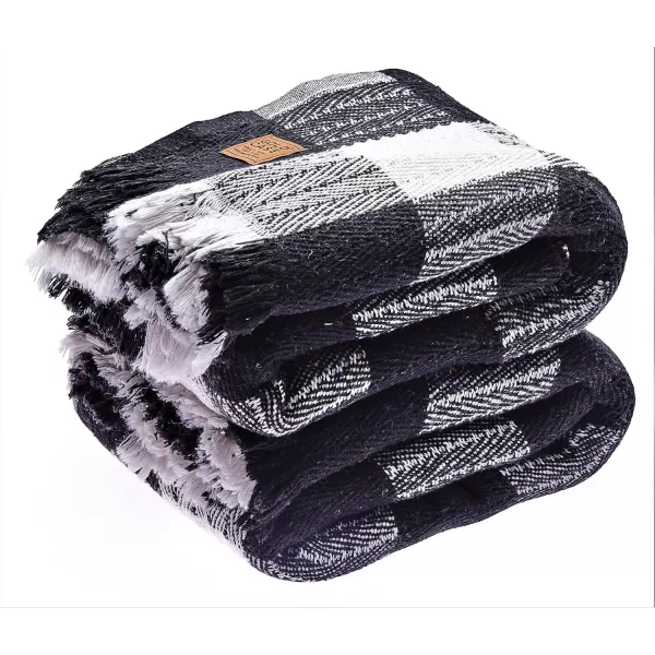 Gold CASE Retro Throw amp Blanket 50x60 inches 130x150cm Super Soft 100 Recycled Cotton  PREWashed Decorative and MultiPurpose Boho Blankets for Couch Farmhouse Bed Chair and Sofa Brown50x60 Set of 2 Buffalo Black