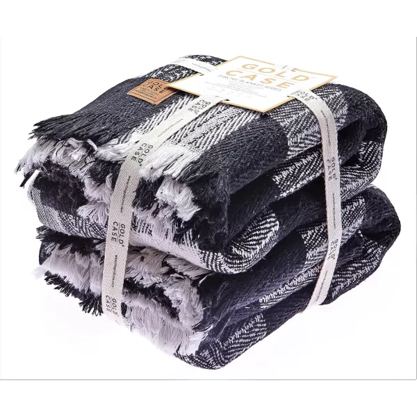 Gold CASE Retro Throw amp Blanket 50x60 inches 130x150cm Super Soft 100 Recycled Cotton  PREWashed Decorative and MultiPurpose Boho Blankets for Couch Farmhouse Bed Chair and Sofa Brown50x60 Set of 2 Buffalo Black