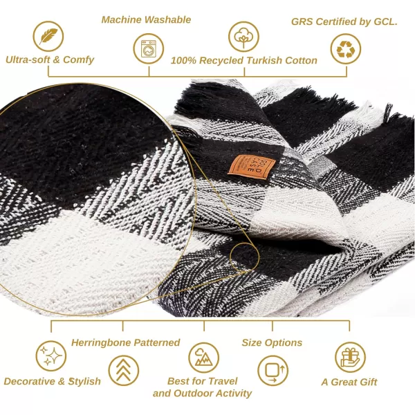 Gold CASE Retro Throw amp Blanket 50x60 inches 130x150cm Super Soft 100 Recycled Cotton  PREWashed Decorative and MultiPurpose Boho Blankets for Couch Farmhouse Bed Chair and Sofa Brown50x60 Buffalo Black