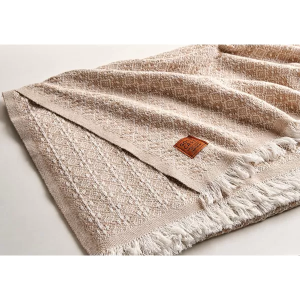 Gold CASE Retro Throw amp Blanket 50x60 inches 130x150cm Super Soft 100 Recycled Cotton  PREWashed Decorative and MultiPurpose Boho Blankets for Couch Farmhouse Bed Chair and Sofa Brown50x60 Retro Beige