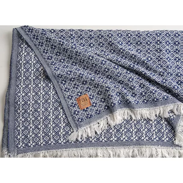 Gold CASE Retro Throw amp Blanket 50x60 inches 130x150cm Super Soft 100 Recycled Cotton  PREWashed Decorative and MultiPurpose Boho Blankets for Couch Farmhouse Bed Chair and Sofa Brown50x60 Retro Navyblue